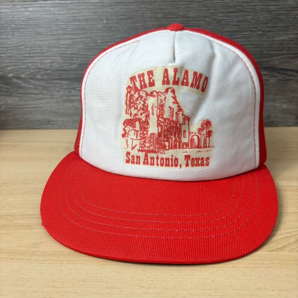 Vintage Texas Hat Cap Snapback Red White Trucker The Alamo 90s